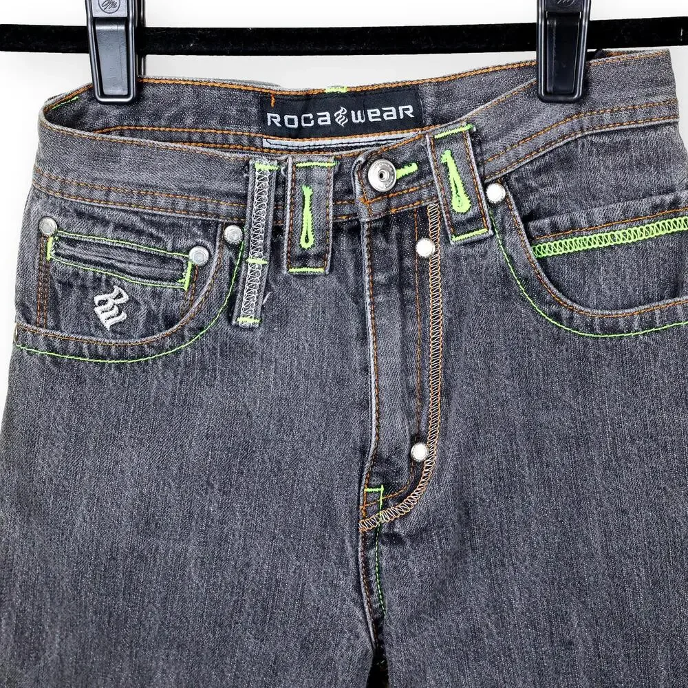 Rocawear Stonewash Gray Shorts Embroidered Girls 7